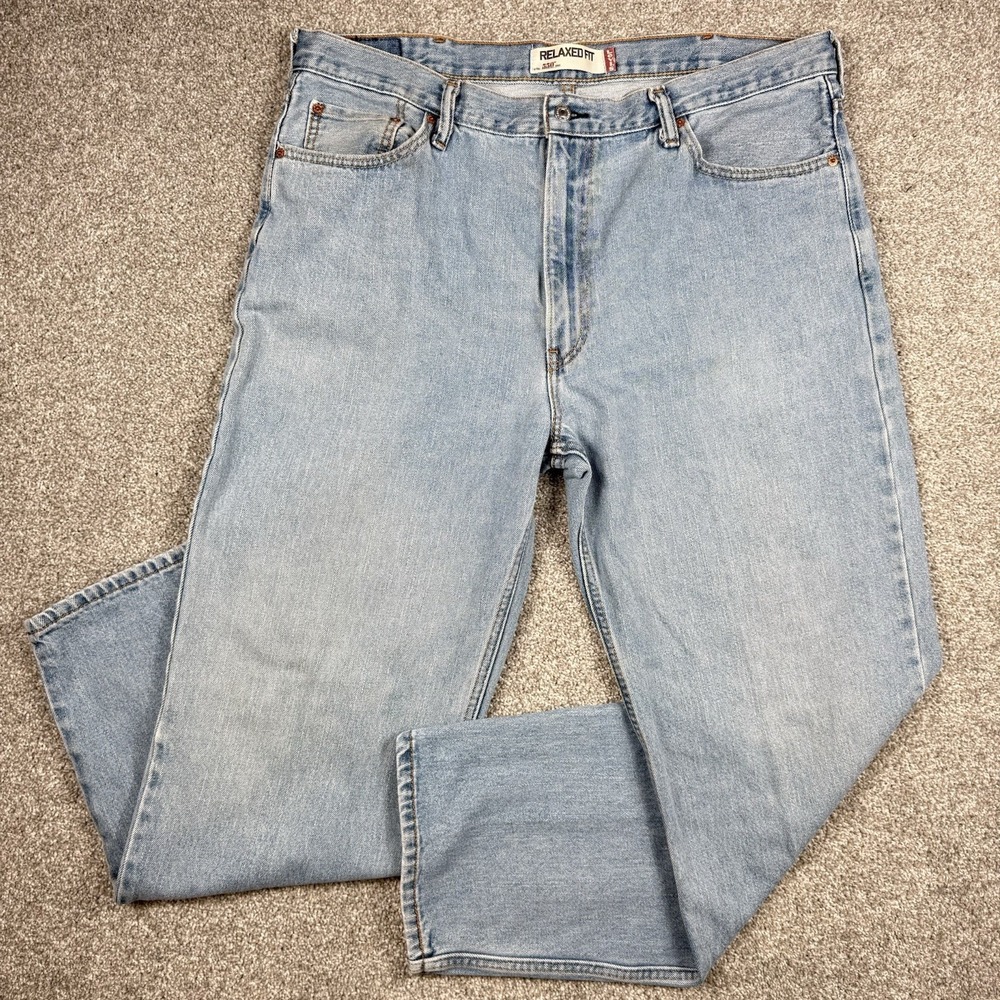 Levis 550 Relaxed Fit Jeans Mens 42x32 Light Wash Straight Leg Denim Cotton